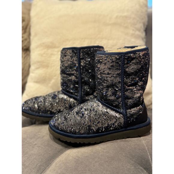 MSRP $190 UGG Blue Sequined Boots Size 6W/4Y | SAME DAY SHIP - Picture 1 of 7